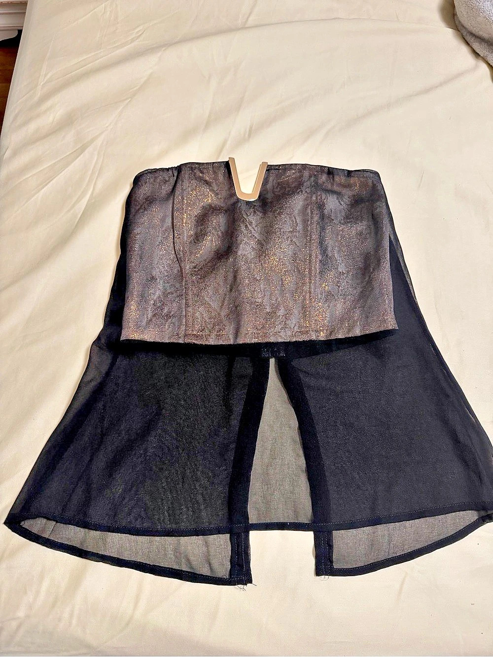 Black & Gold Metallic Maxi Skirt Size S